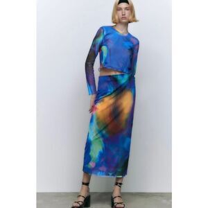 Zara Printed Tulle Skirt Size Small